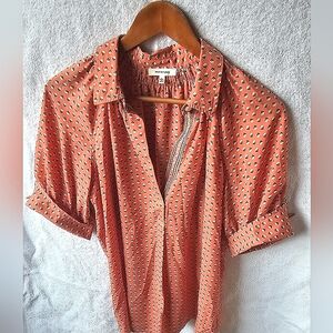 Max Studio Peach Patterned Blouse size L